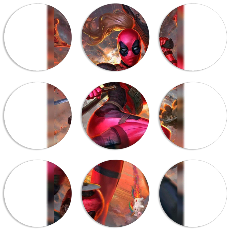 Магнитные фотопазлы круги d55 набор 9 штук Woman Deadpool