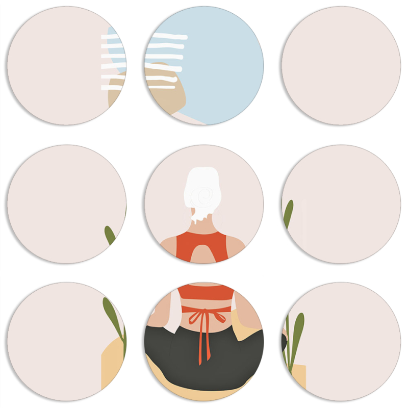 Магнитные фотопазлы круги d55 набор 9 штук Yoga Style