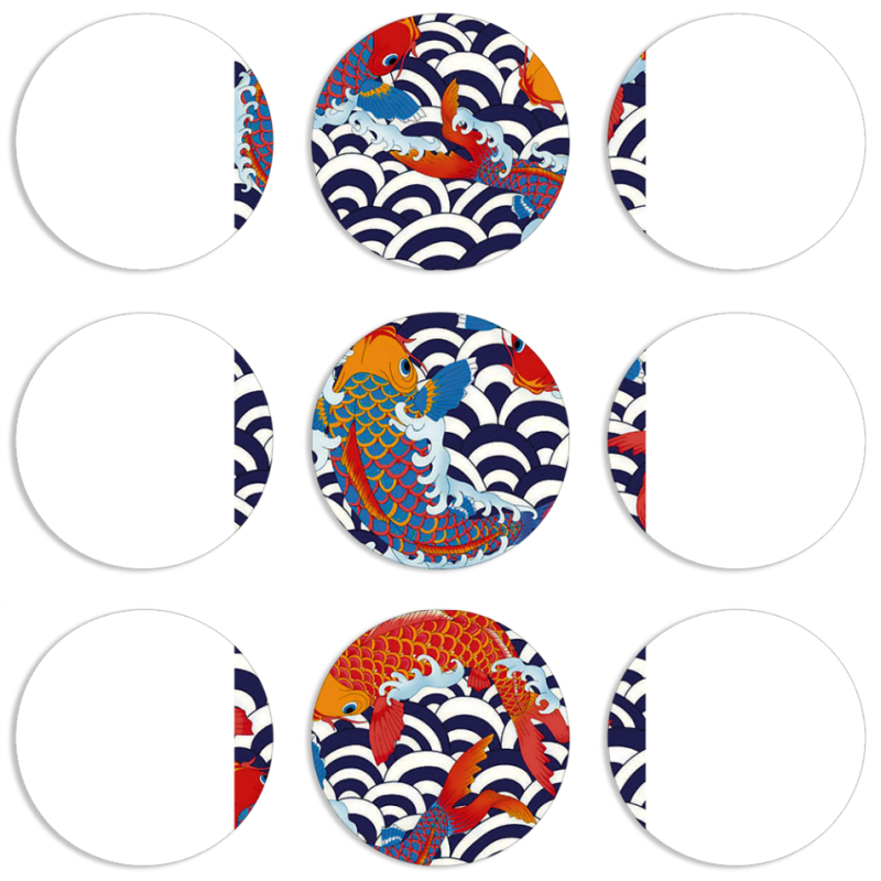 Магнитные фотопазлы круги d55 набор 9 штук Koi Fish