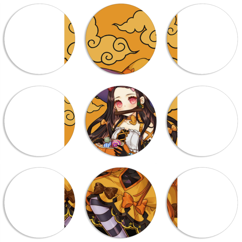 Магнитные фотопазлы круги d55 набор 9 штук Kamado Nezuko Halloween