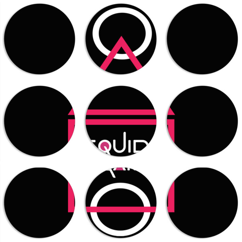 Магнитные фотопазлы круги d55 набор 9 штук siquid game игра в кальмара