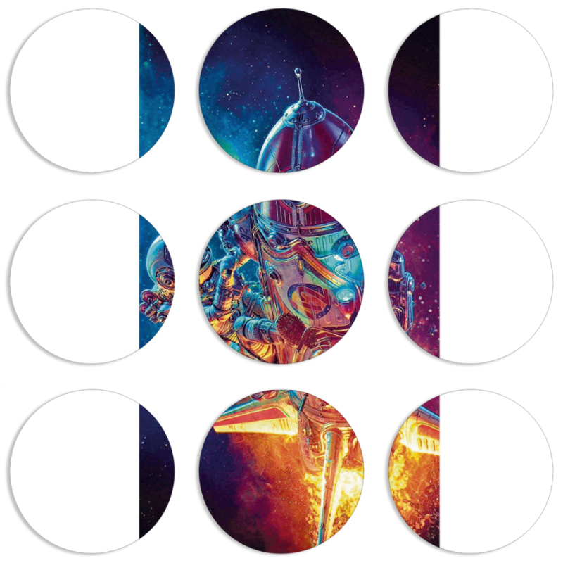 Магнитные фотопазлы круги d55 набор 9 штук Astronaut in Space