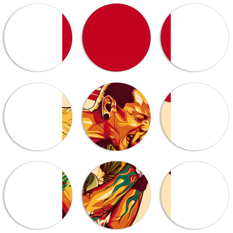 Магнитные фотопазлы круги d55 набор 9 штук Chester Bennington