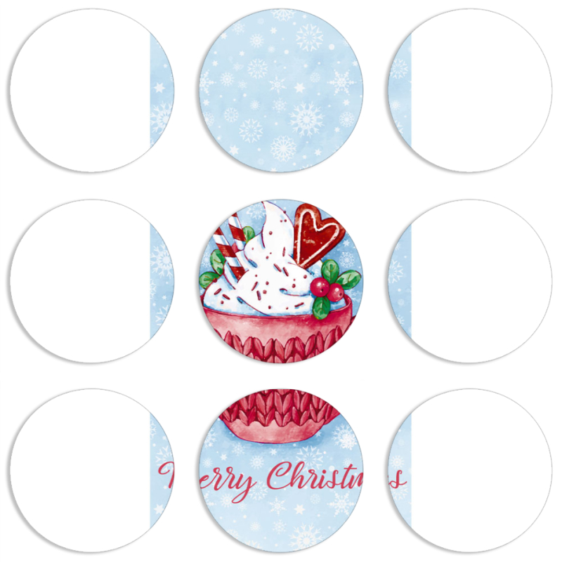 Магнитные фотопазлы круги d55 набор 9 штук Spicy Christmas Cocoa