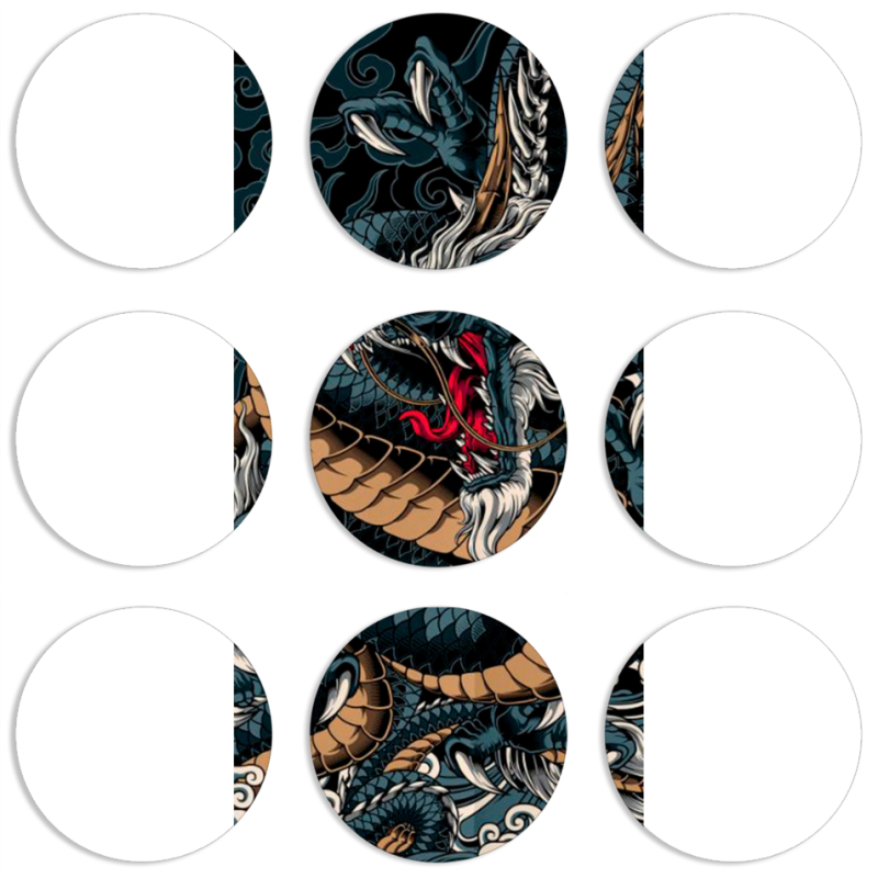 Магнитные фотопазлы круги d55 набор 9 штук Dragon Ryujin