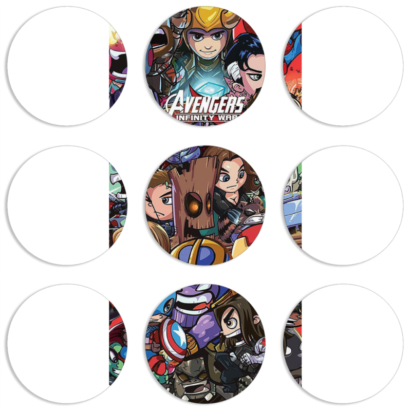 Магнитные фотопазлы круги d55 набор 9 штук Avengers Infinity War