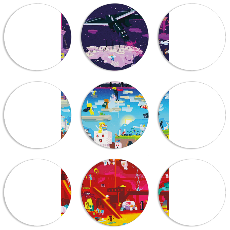 Магнитные фотопазлы круги d55 набор 9 штук Minecraft World Beyond