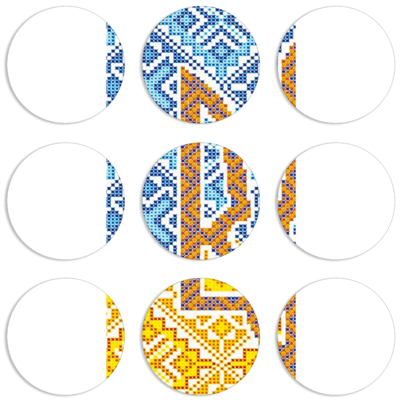 Магнитные фотопазлы круги d55 набор 9 штук Тризуб Вишивка