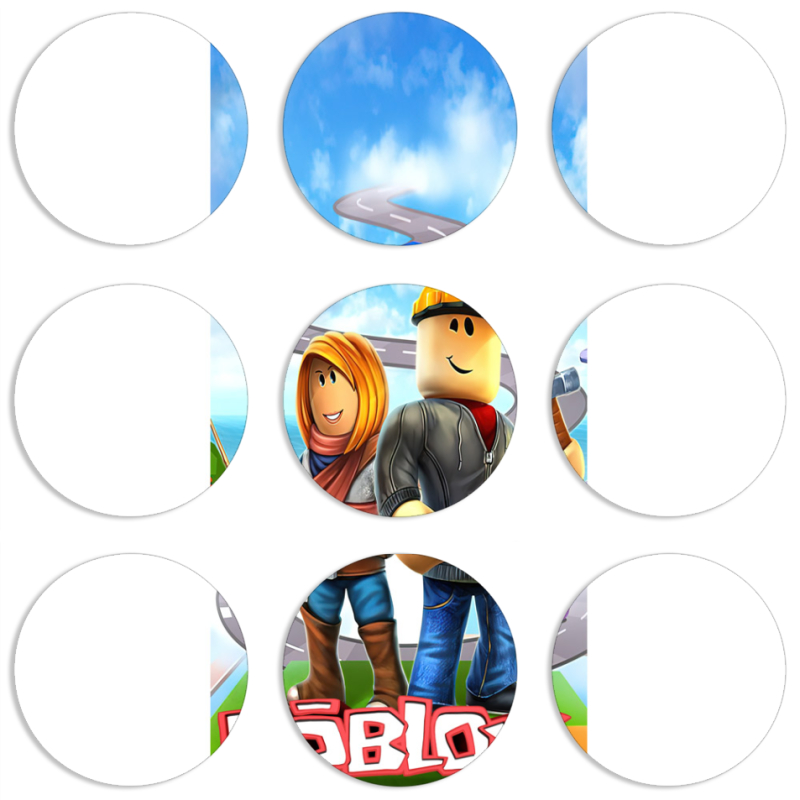 Магнитные фотопазлы круги d55 набор 9 штук Roblox Білдерман