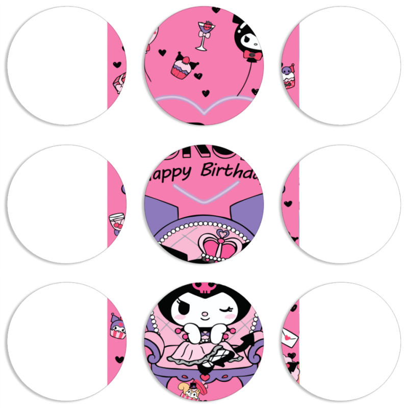 Магнитные фотопазлы круги d55 набор 9 штук День народження Kuromi
