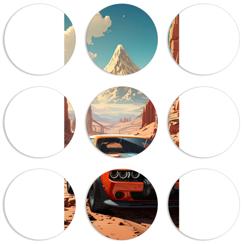 Магнитные фотопазлы круги d55 набор 9 штук 