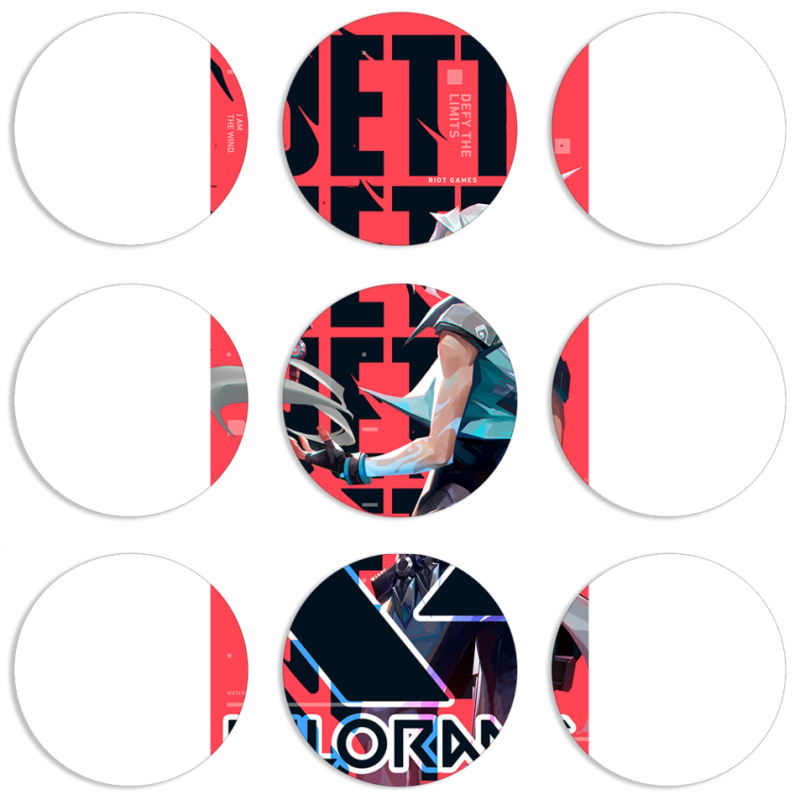 Магнитные фотопазлы круги d55 набор 9 штук Valorant Jett