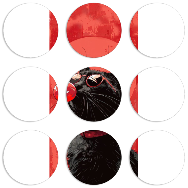 Магнитные фотопазлы круги d55 набор 9 штук 