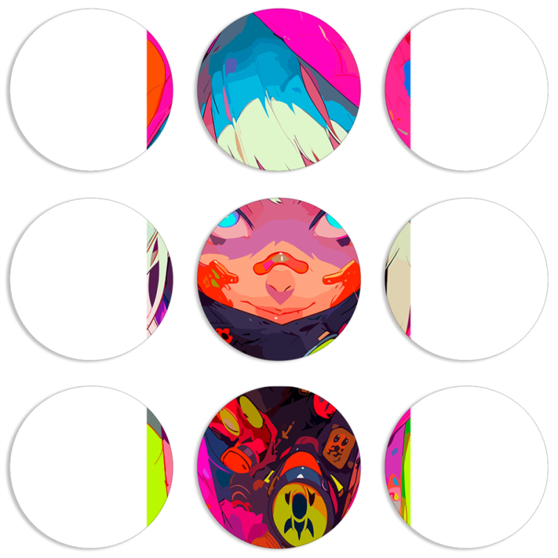 Магнитные фотопазлы круги d55 набор 9 штук 