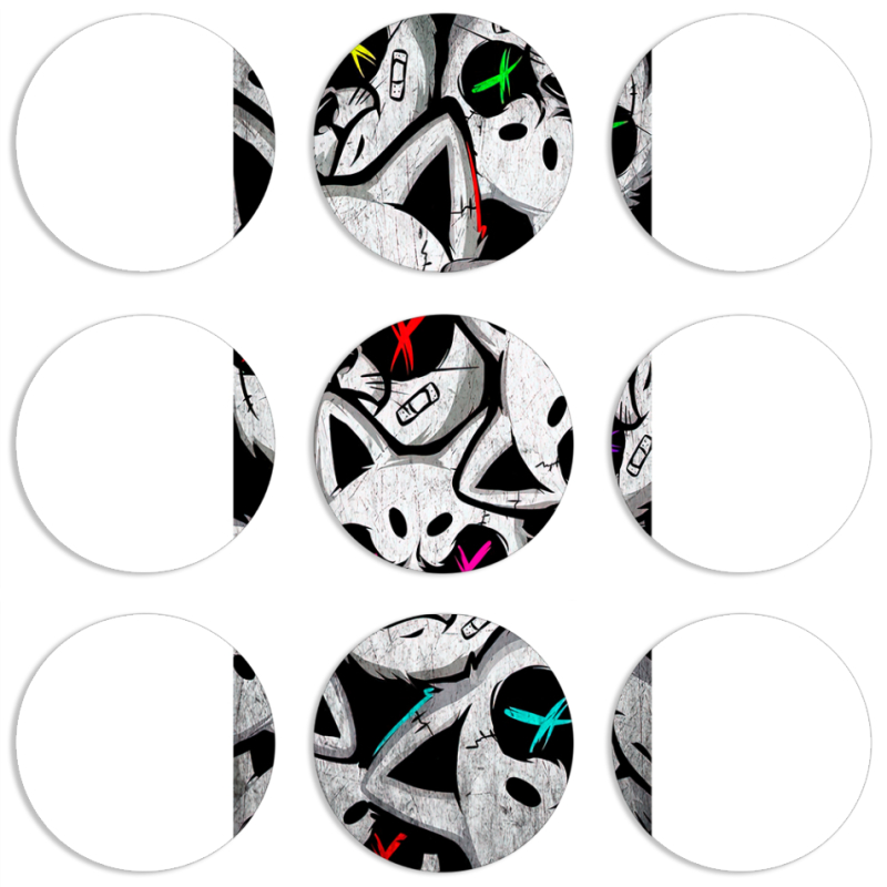 Магнитные фотопазлы круги d55 набор 9 штук Monster meow