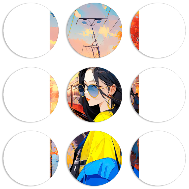 Магнитные фотопазлы круги d55 набор 9 штук 