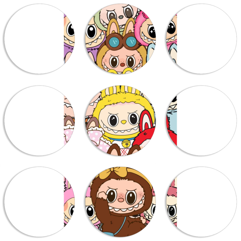Магнитные фотопазлы круги d55 набор 9 штук Labubu