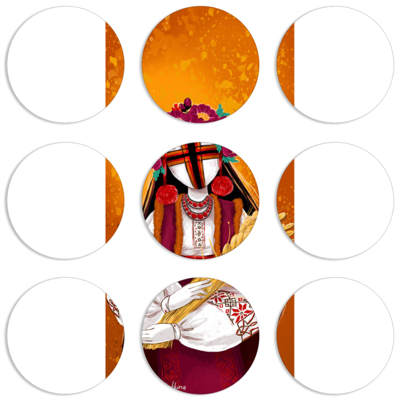 Магнитные фотопазлы круги d55 набор 9 штук Motanka by H Soldatkina