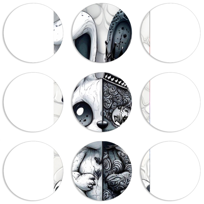 Магнитные фотопазлы круги d55 набор 9 штук 