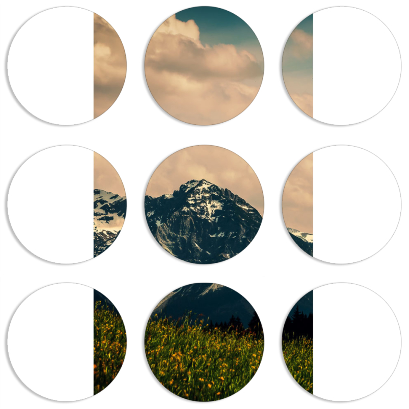 Магнитные фотопазлы круги d55 набор 9 штук 