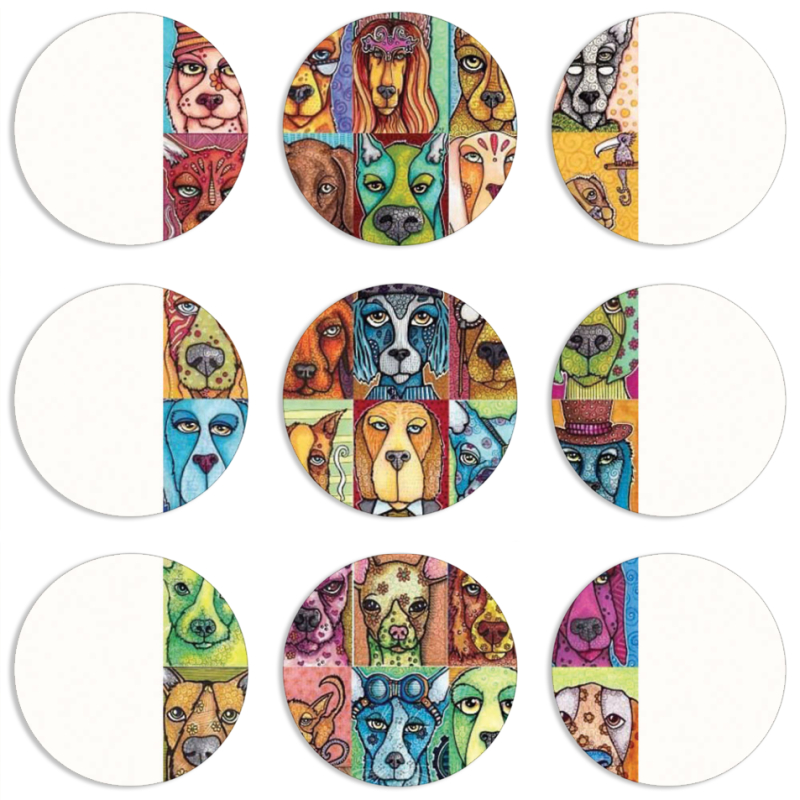 Магнитные фотопазлы круги d55 набор 9 штук 