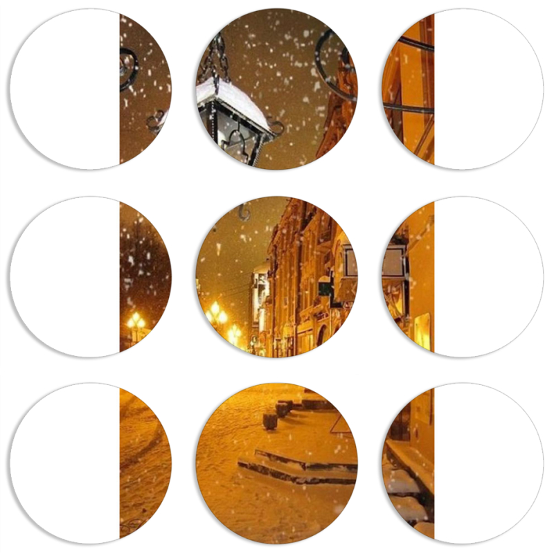 Магнитные фотопазлы круги d55 набор 9 штук Night Street