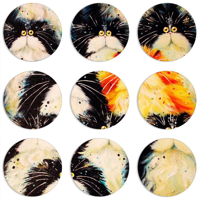 Магнитные фотопазлы круги d55 набор 9 штук 