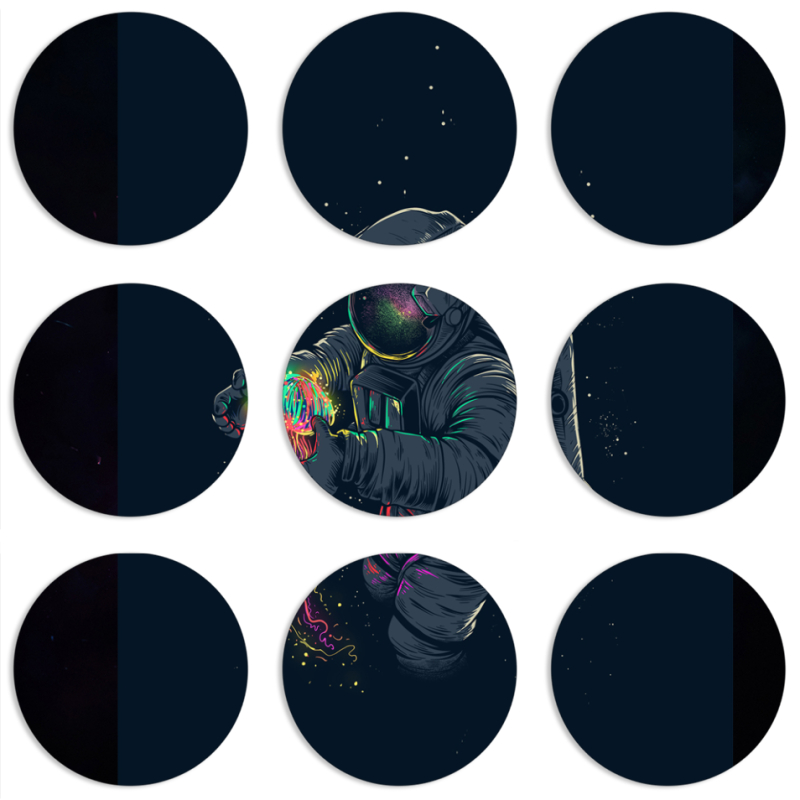 Магнитные фотопазлы круги d55 набор 9 штук 