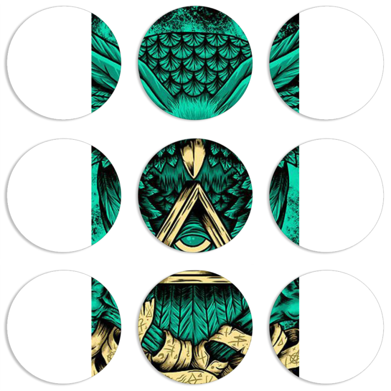 Магнитные фотопазлы круги d55 набор 9 штук Masonic Owl