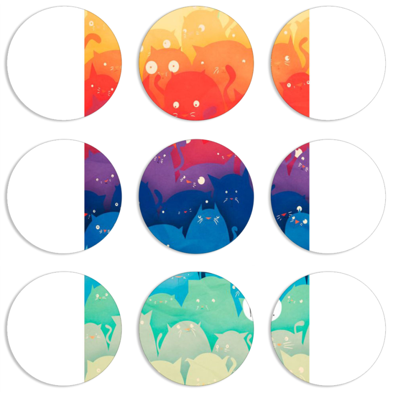 Магнитные фотопазлы круги d55 набор 9 штук 