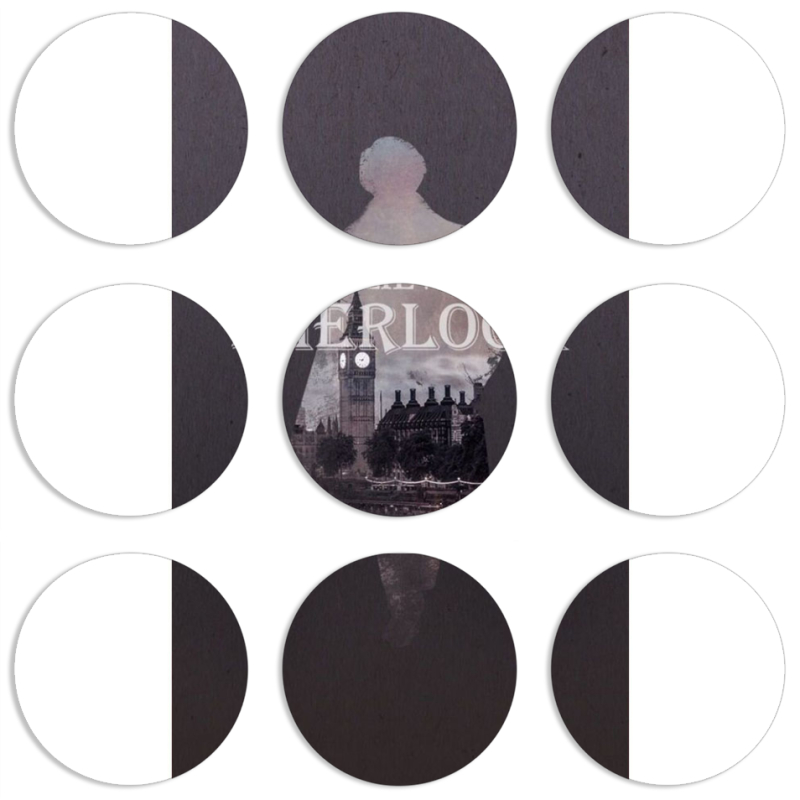 Магнитные фотопазлы круги d55 набор 9 штук Sherlock