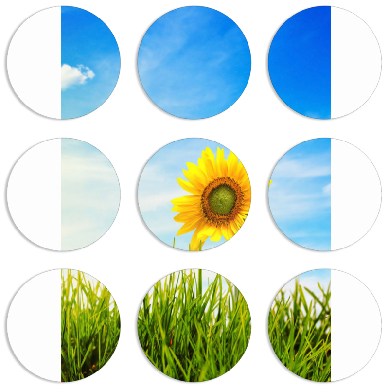 Магнитные фотопазлы круги d55 набор 9 штук Sunflower Heaven