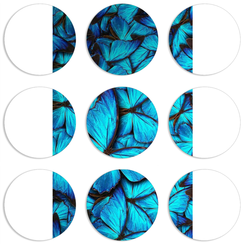 Магнитные фотопазлы круги d55 набор 9 штук лазурные бабочки