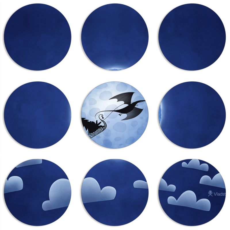 Магнитные фотопазлы круги d55 набор 9 штук Christmas Dragon