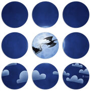 Магнитные фотопазлы круги d55 набор 9 штук Christmas Dragon