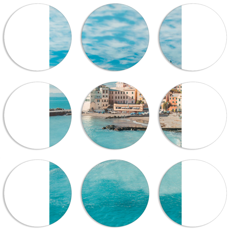 Магнитные фотопазлы круги d55 набор 9 штук Seaside
