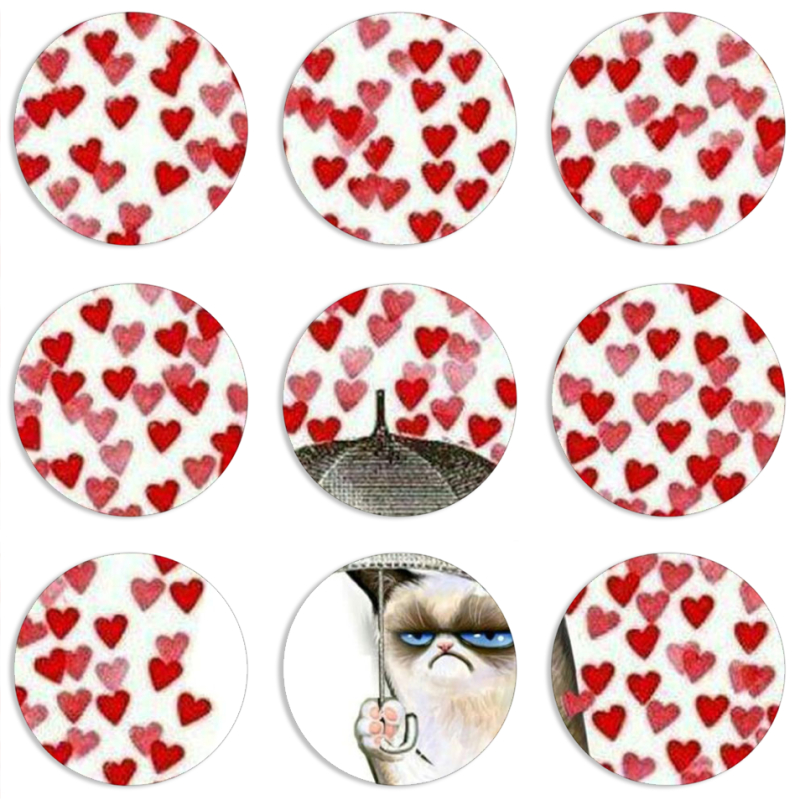 Магнитные фотопазлы круги d55 набор 9 штук Raining Hearts