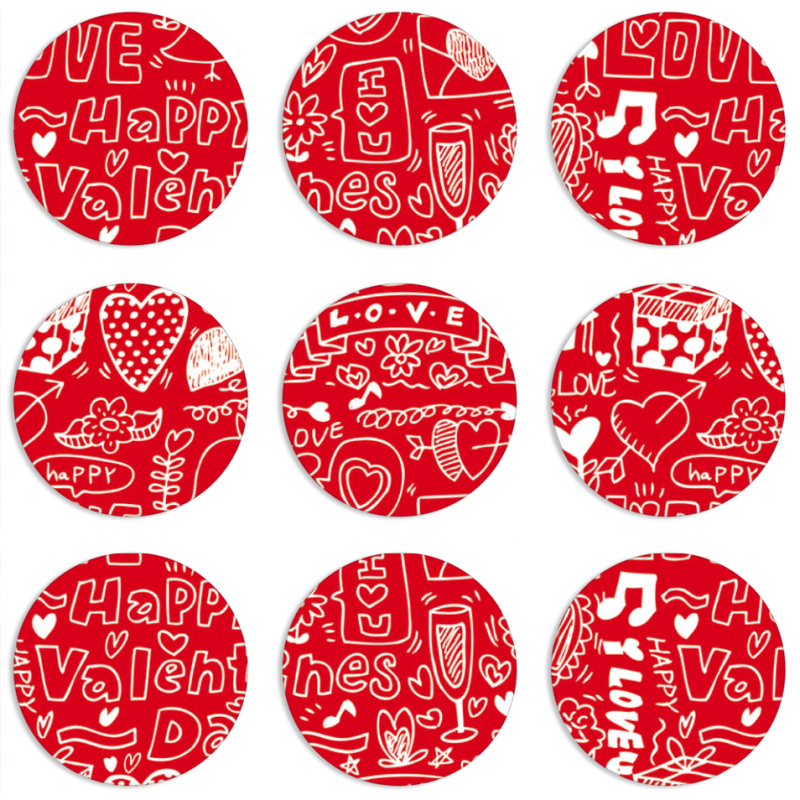 Магнитные фотопазлы круги d55 набор 9 штук Happy Valentines