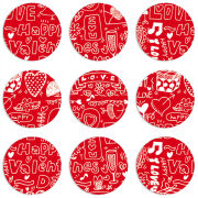 Магнитные фотопазлы круги d55 набор 9 штук Happy Valentines