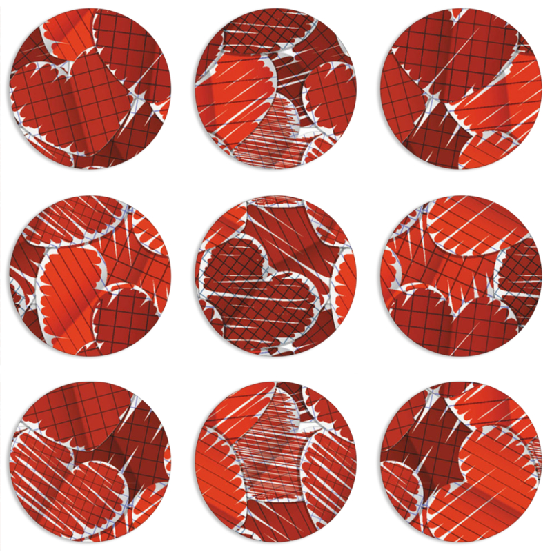 Магнитные фотопазлы круги d55 набор 9 штук Heart Strings