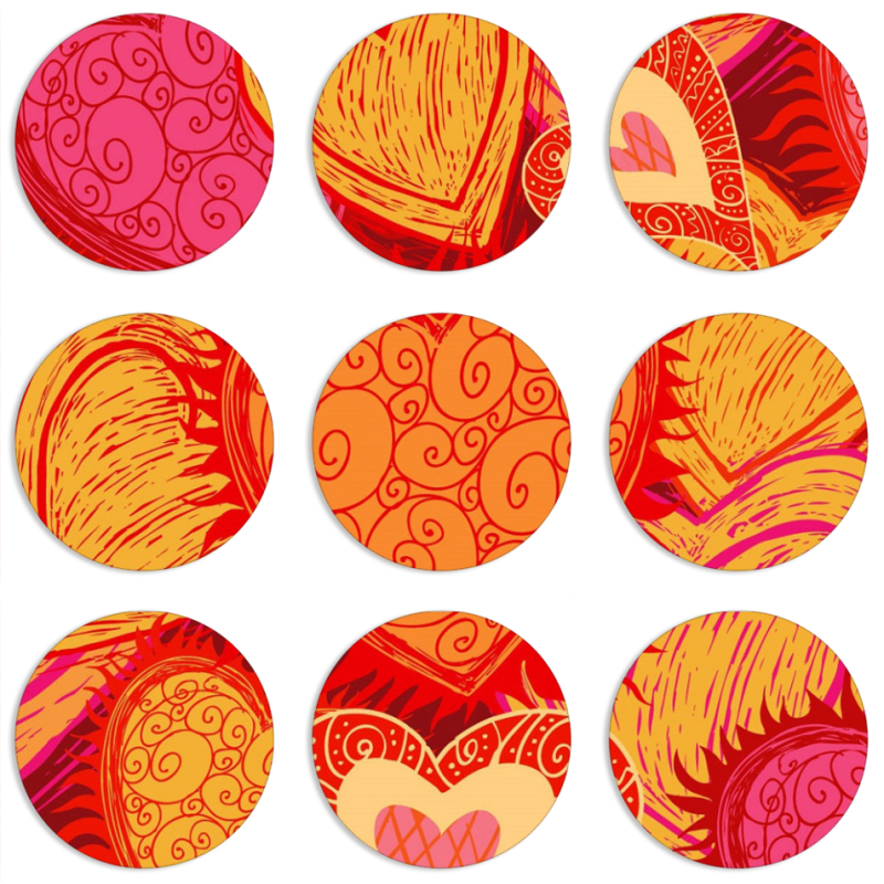 Магнитные фотопазлы круги d55 набор 9 штук Warm Hearts