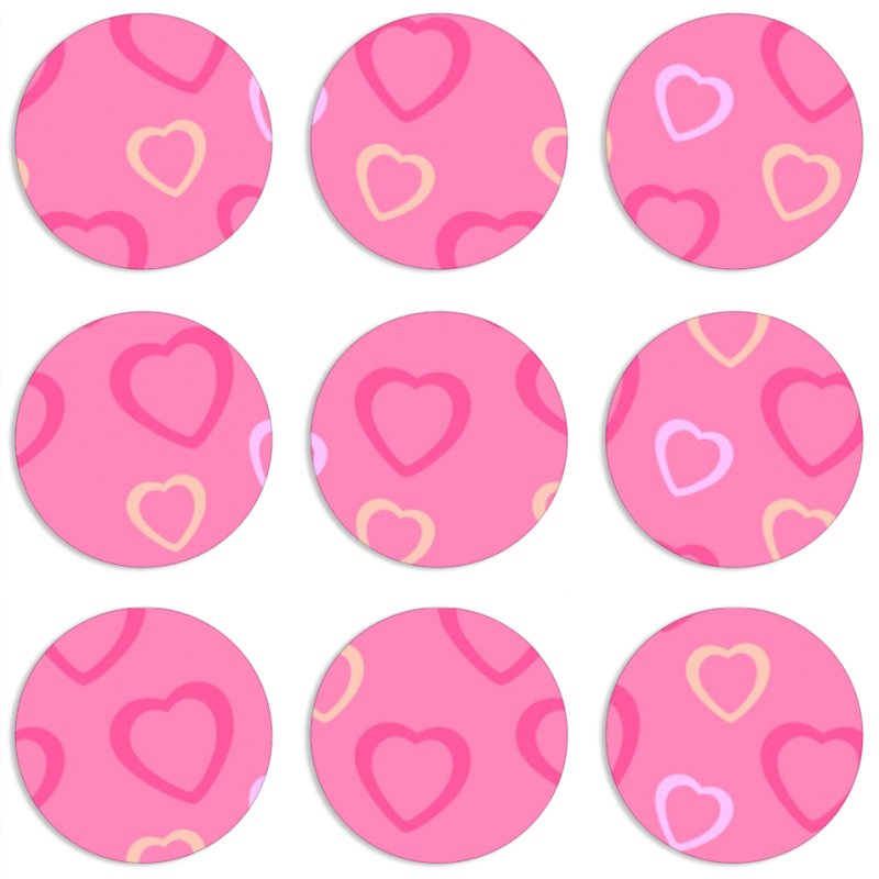 Магнитные фотопазлы круги d55 набор 9 штук Sugar Hearts