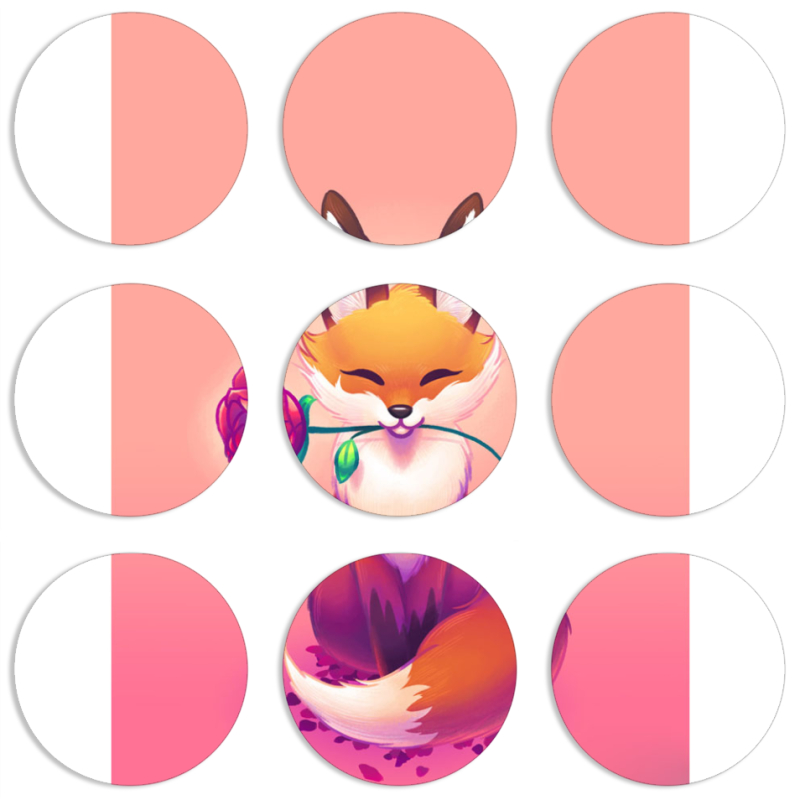 Магнитные фотопазлы круги d55 набор 9 штук Cutie Fox
