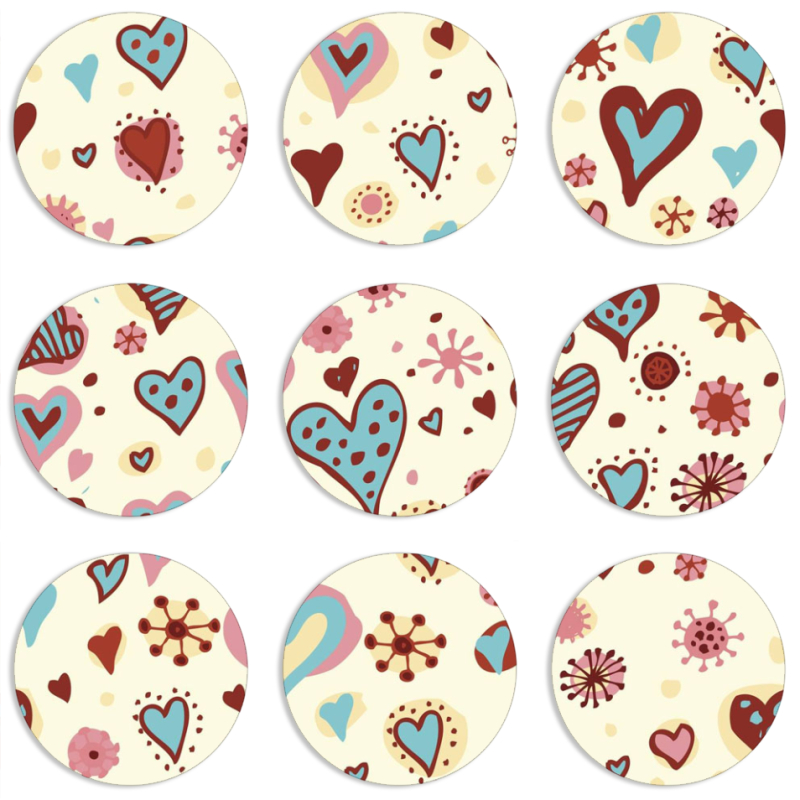 Магнитные фотопазлы круги d55 набор 9 штук Be my Valentine