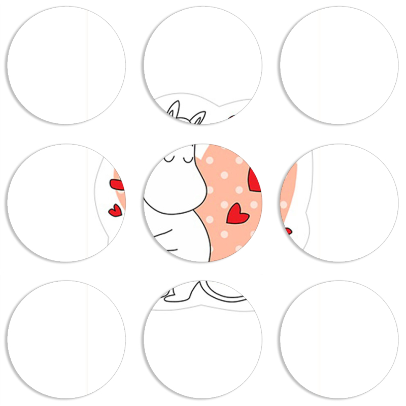 Магнитные фотопазлы круги d55 набор 9 штук Mumintroll