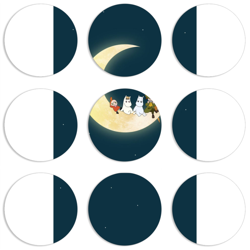 Магнитные фотопазлы круги d55 набор 9 штук Mumintroll