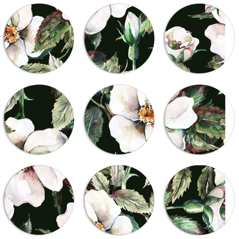 Магнитные фотопазлы круги d55 набор 9 штук Blossom Roses