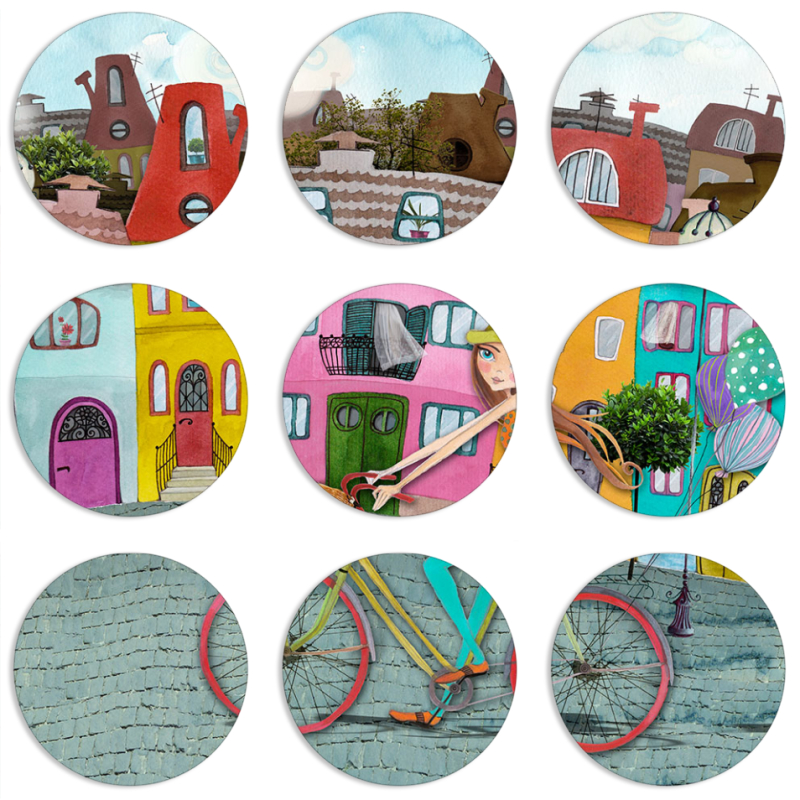 Магнитные фотопазлы круги d55 набор 9 штук 