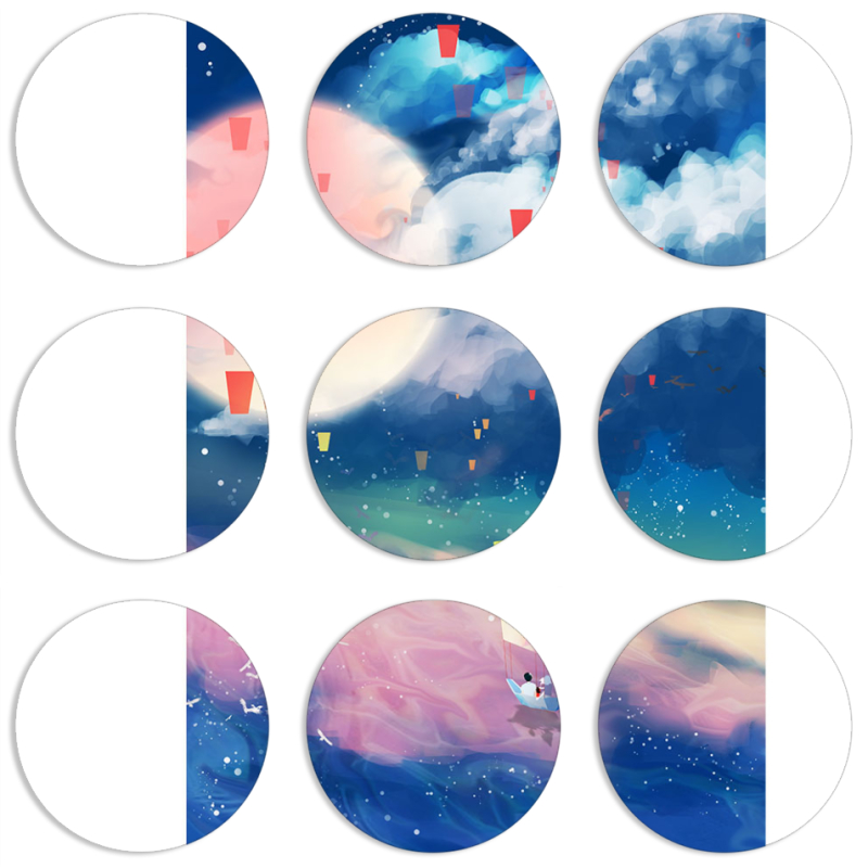 Магнитные фотопазлы круги d55 набор 9 штук Sky Lanterns
