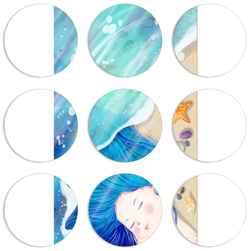 Магнитные фотопазлы круги d55 набор 9 штук Sea Girl